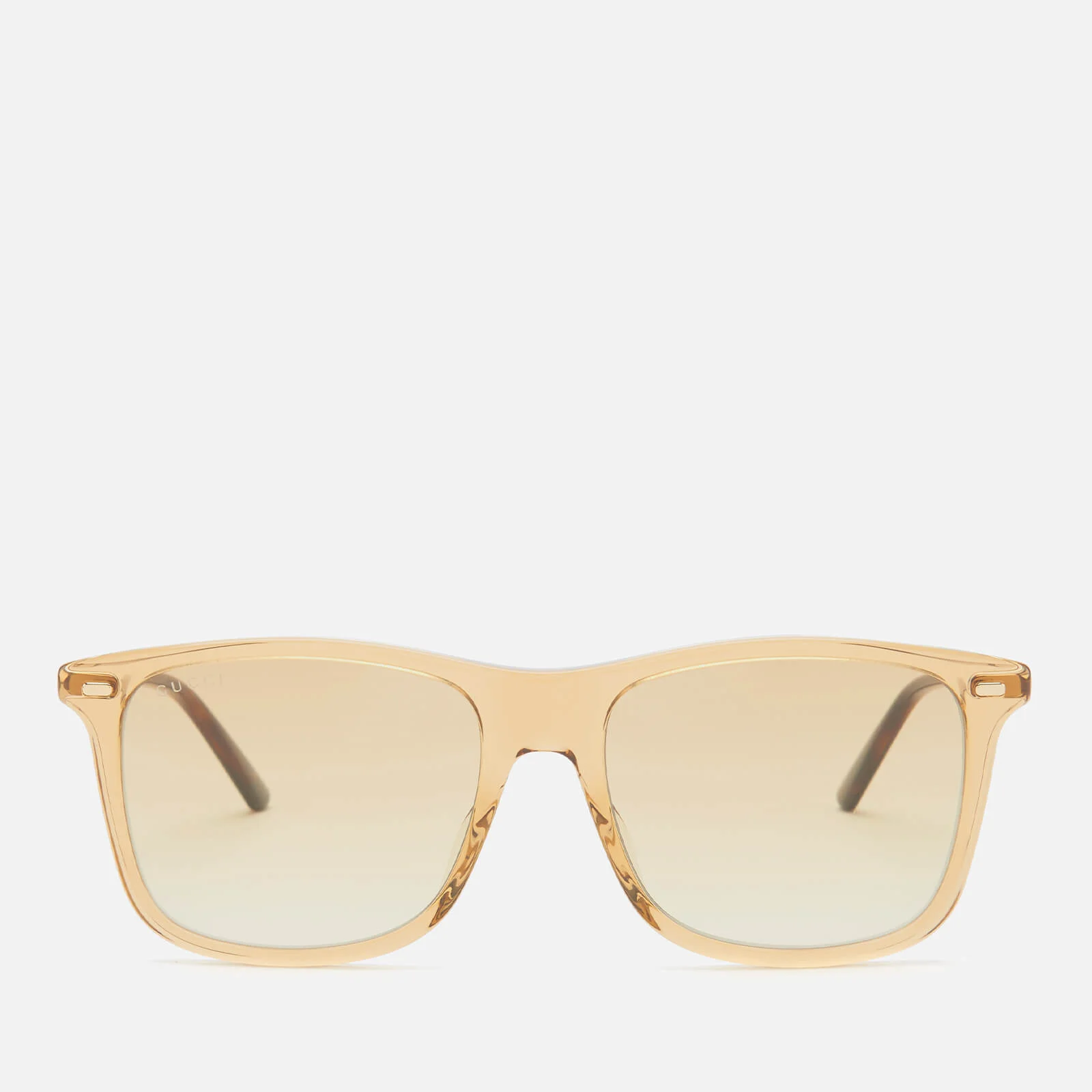 Gucci Men's Cylindrical Web Square Frame Sunglasses - Brown/Gold/Brown Image 1