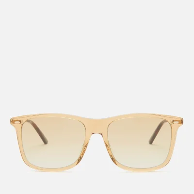 Gucci Men's Cylindrical Web Square Frame Sunglasses - Brown/Gold/Brown