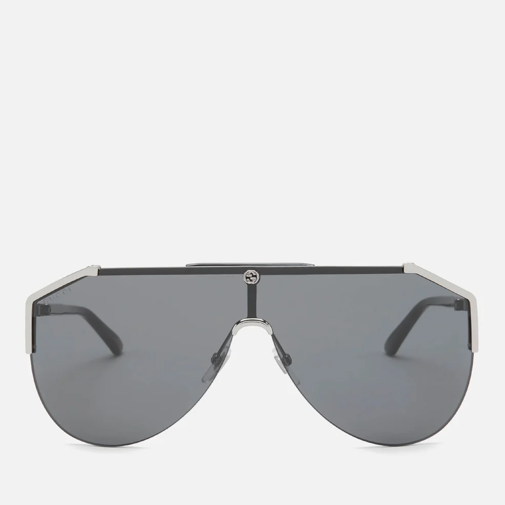 Gucci Men's Mask Sunglasses - Ruthenium/Black/Grey Image 1