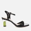 Yuul Yie Women's Sora Leather Barely There Heeled Sandals - Black/Lime - Image 1
