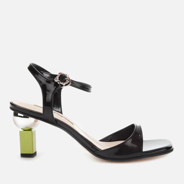 Yuul Yie Women's Sora Leather Barely There Heeled Sandals - Black/Lime