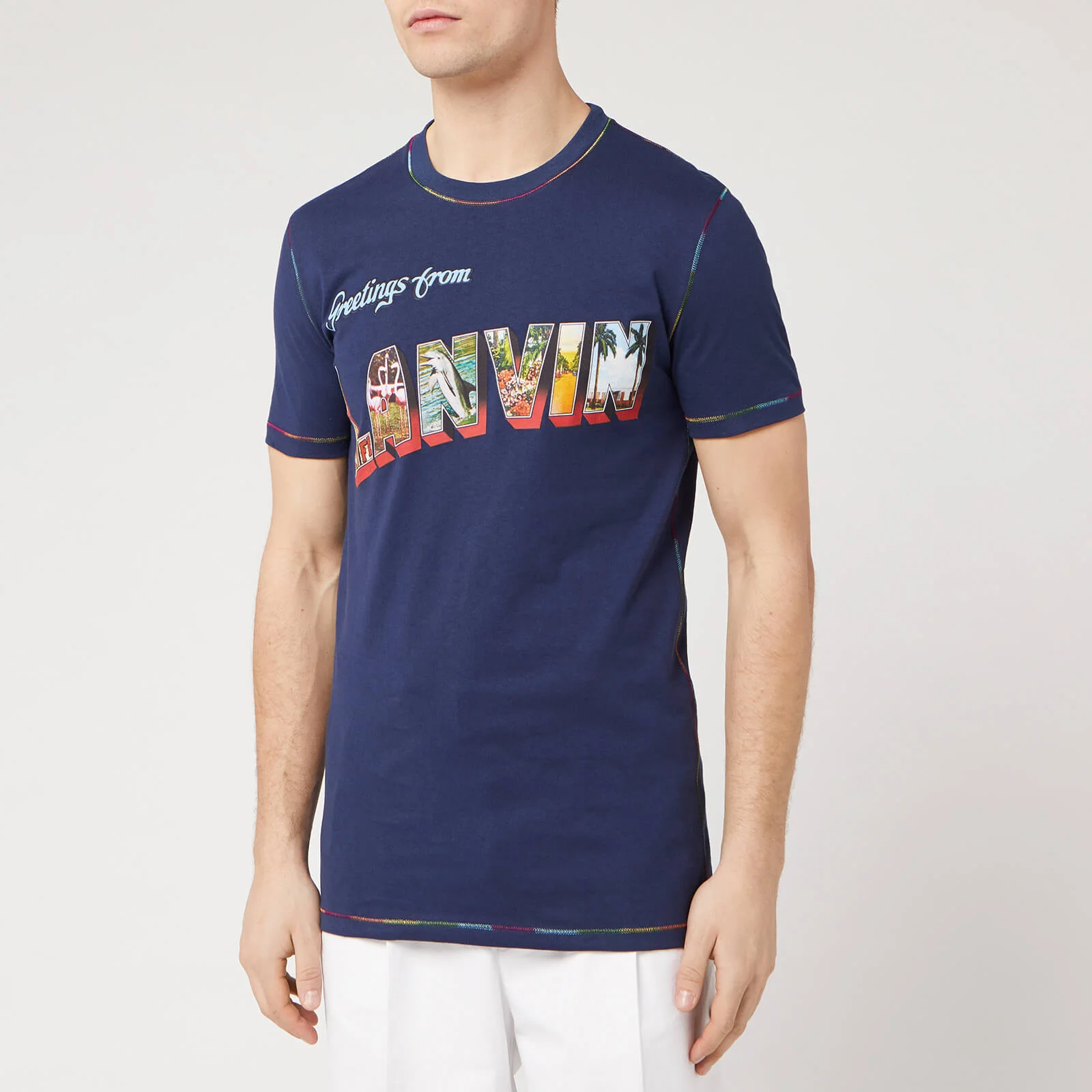 Lanvin Men's Print Short Sleeve T-Shirt - Navy Image 1