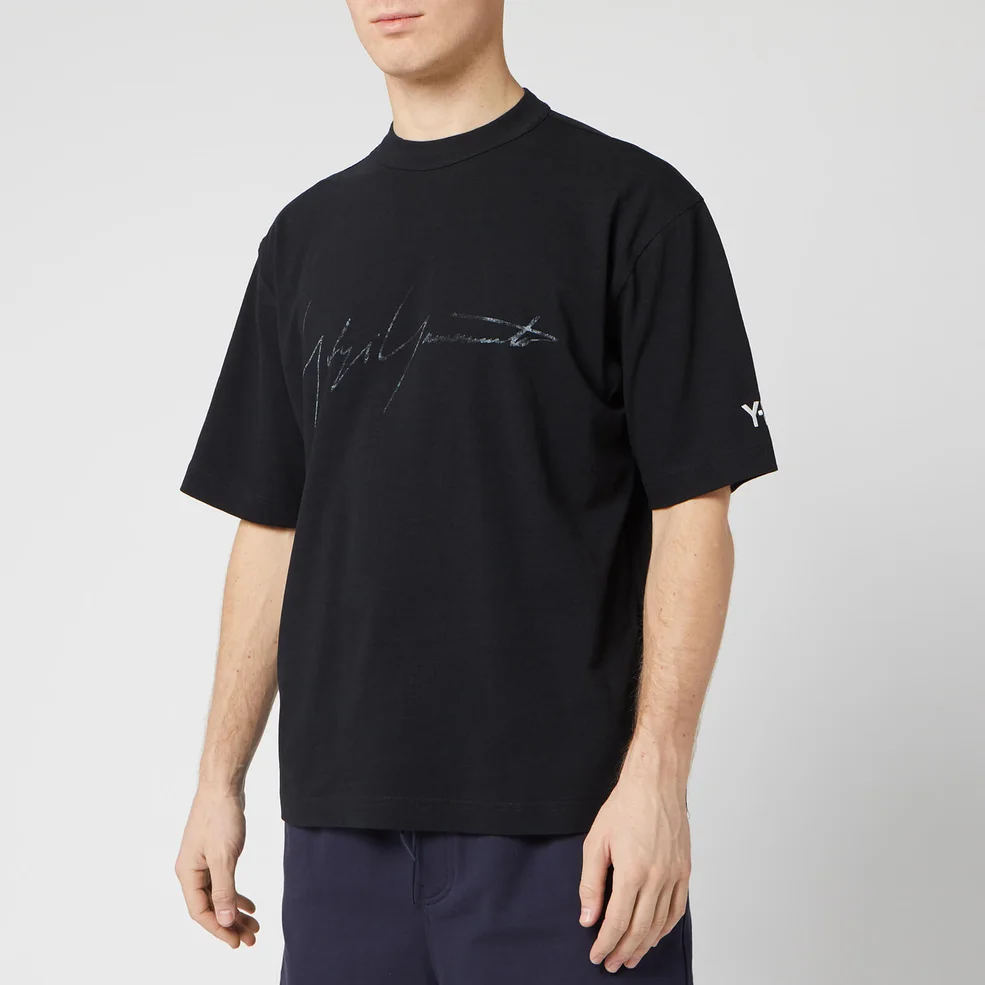 Y-3 Men's Distressed Signature Short Sleeve T-Shirt - Black Image 1