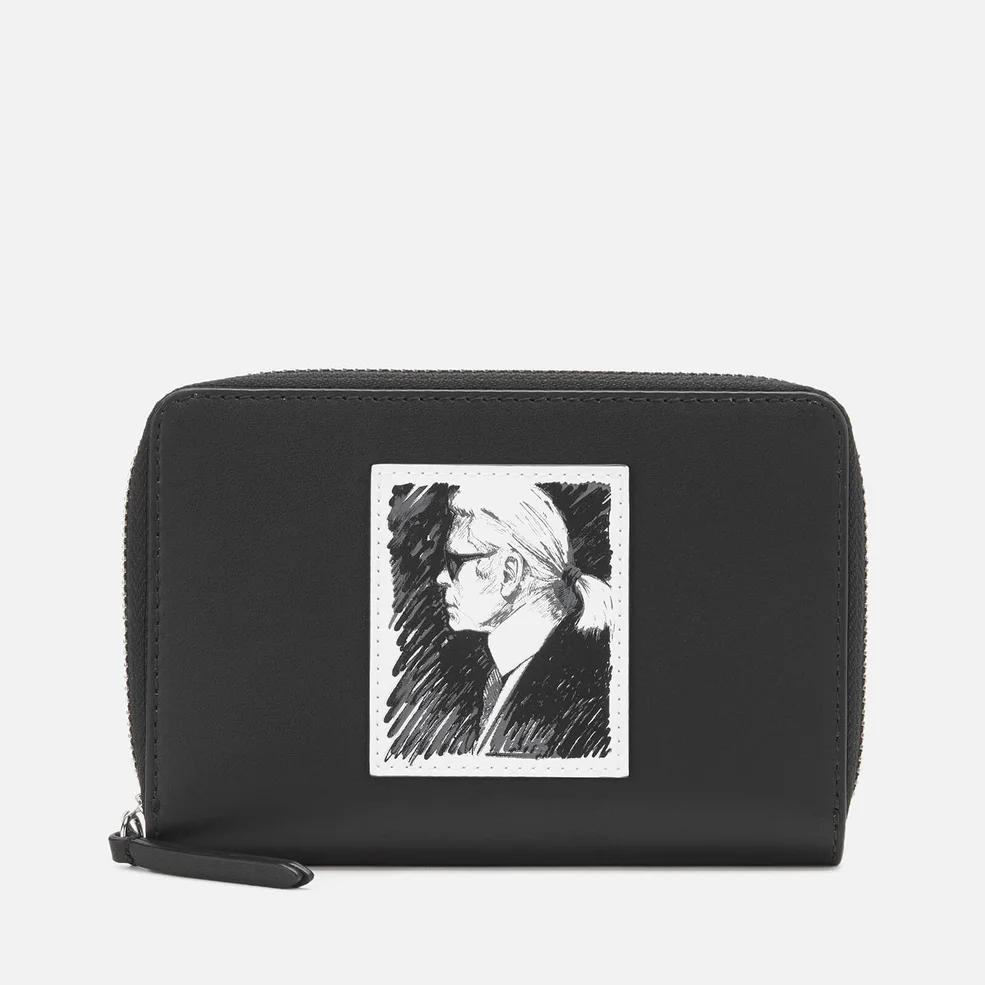 Karl Lagerfeld Legend Collection Women's Karl Legend Medium Zip Wallet - Black Image 1