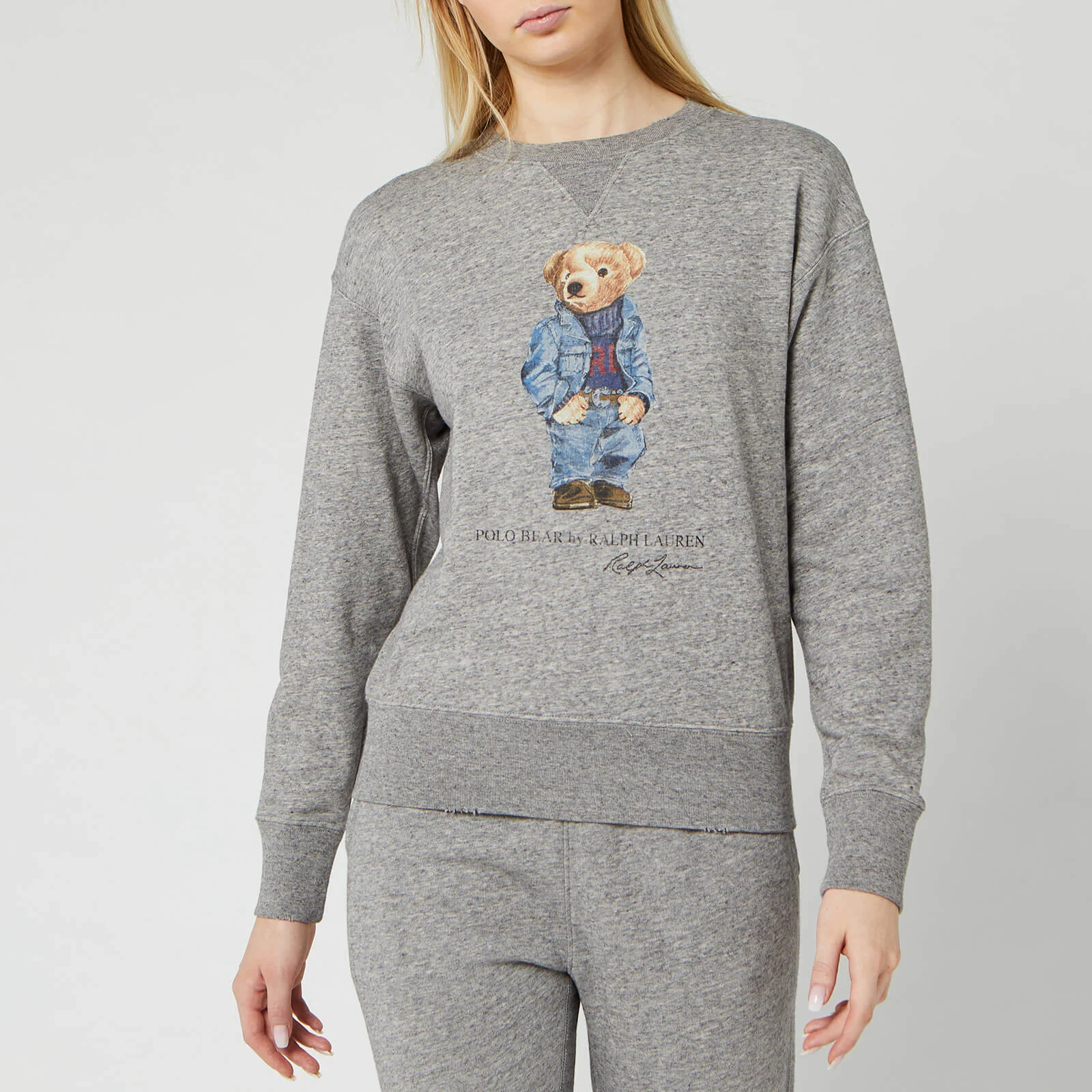Polo Ralph Lauren Women's Denim Bear Sweatshirt - Dark Vintage Heather Image 1