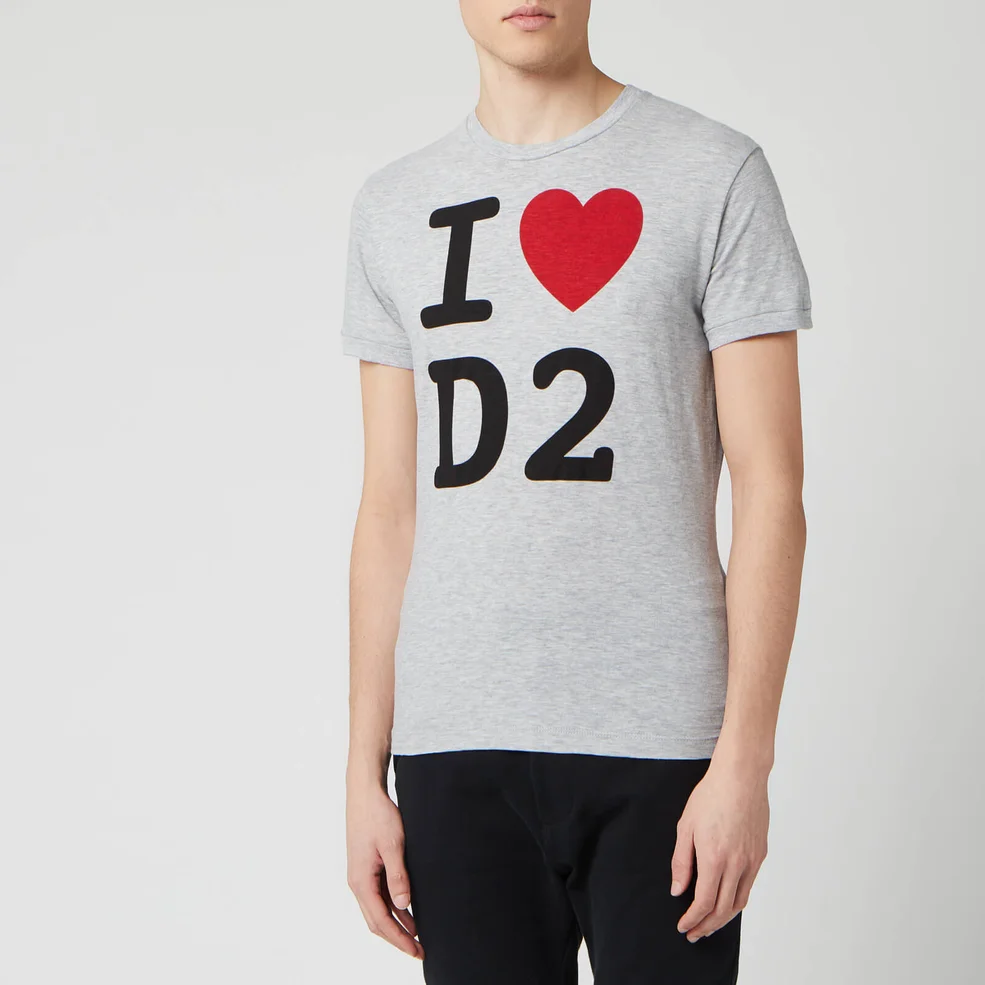Dsquared2 Men's Heart T-Shirt - Grey Melange Image 1