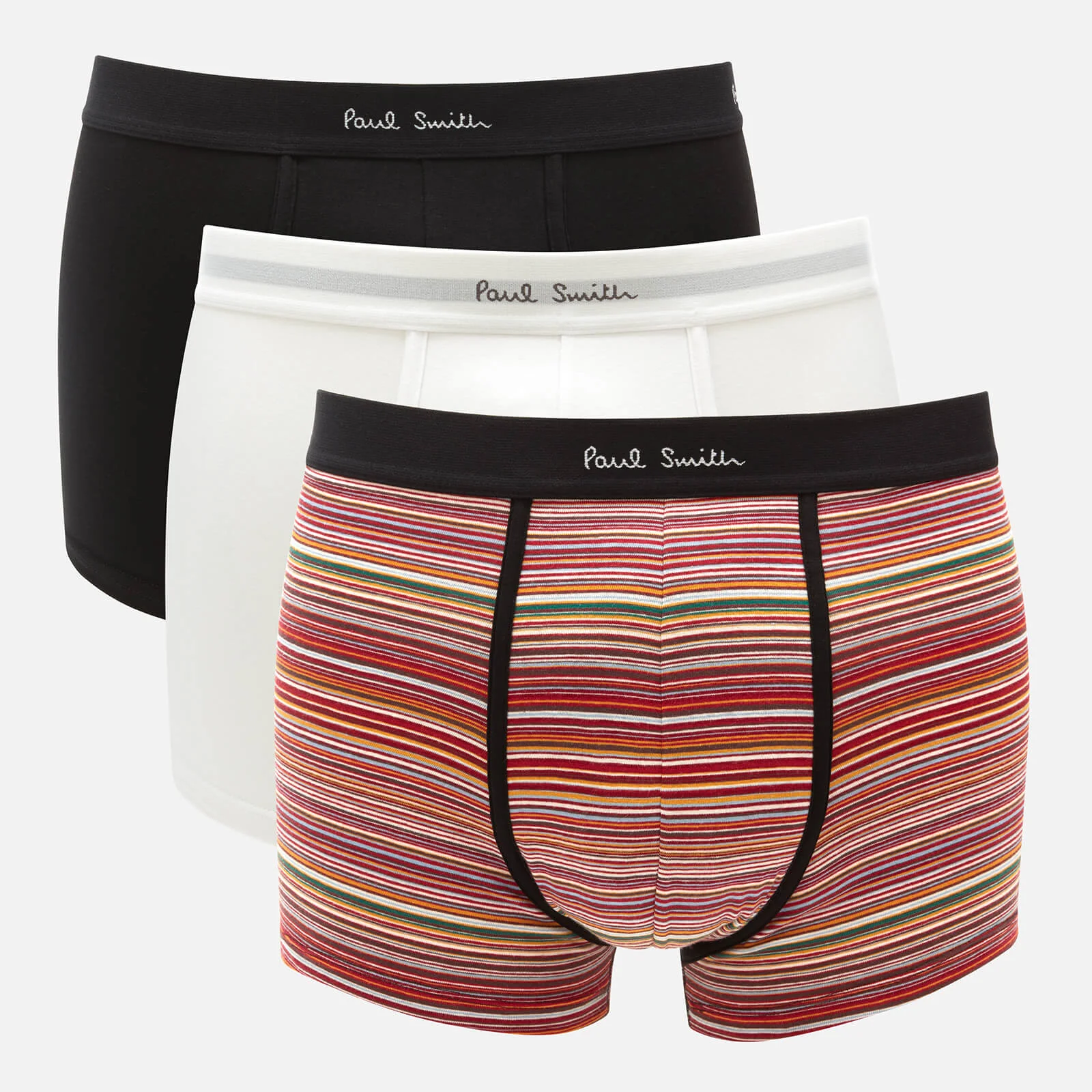 PS Paul Smith Men's 3 Pack Trunk Boxer Shorts - White/Stripe/Black Image 1