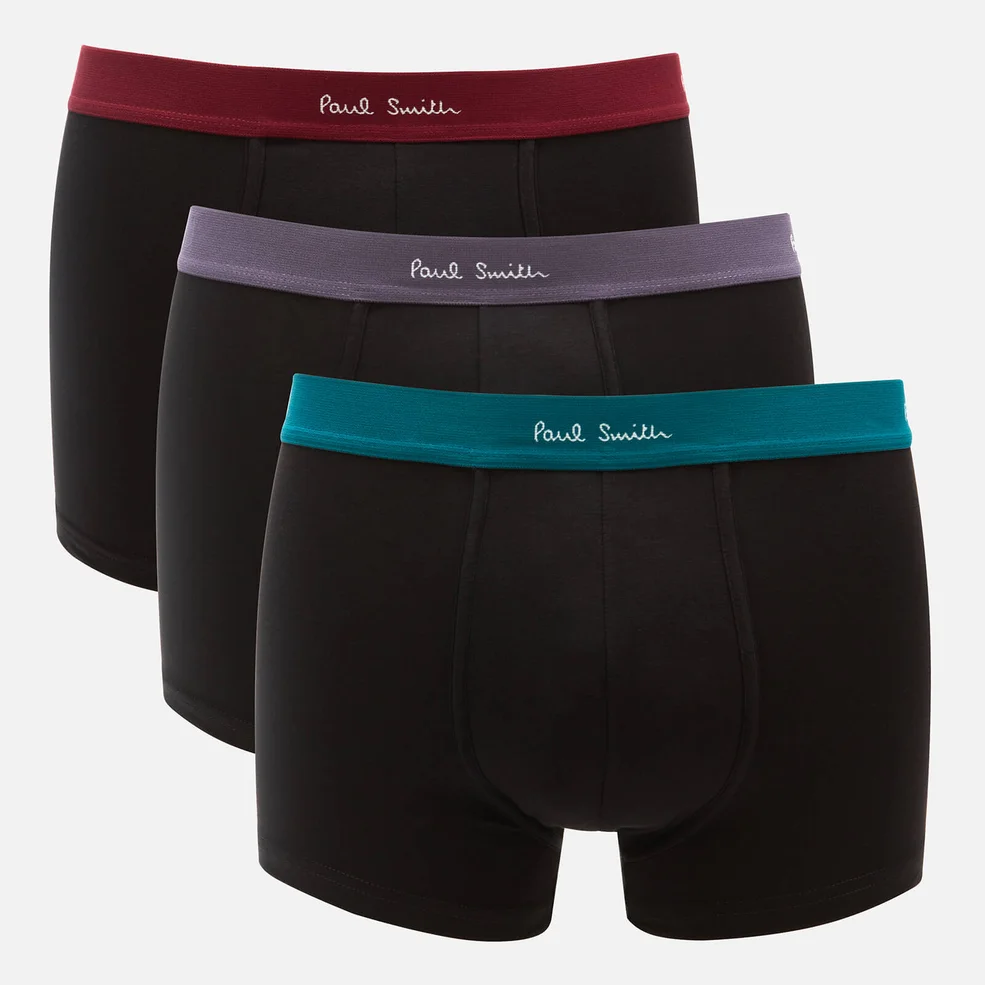 PS Paul Smith Men's 3 Pack Contrast Waistband Trunk Boxer Shorts - Black Image 1