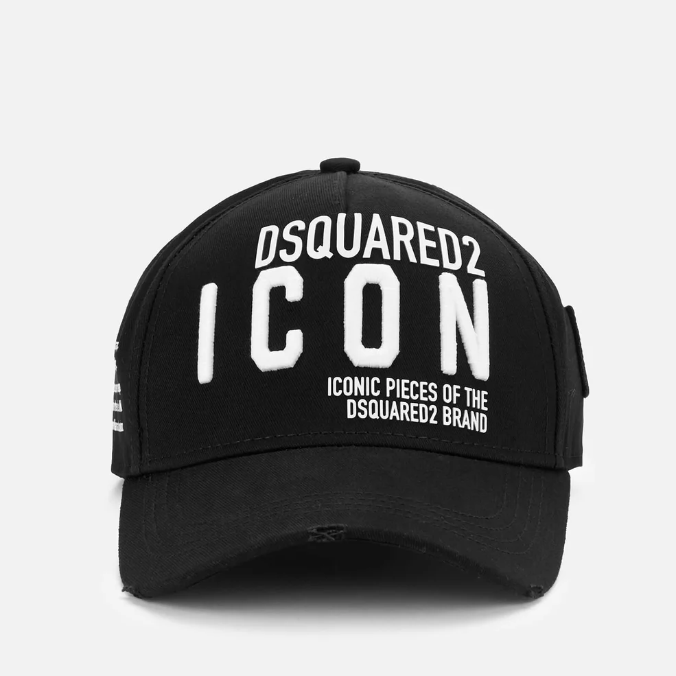 Dsquared2 Men's Icon Slogan Baseball Cap - Black/White Image 1