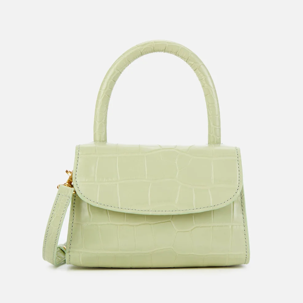 BY FAR Women's Mini Croco Top Handle Bag - Sage Green Image 1