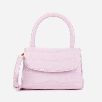 BY FAR Women's Mini Croco Top Handle Bag - Pink