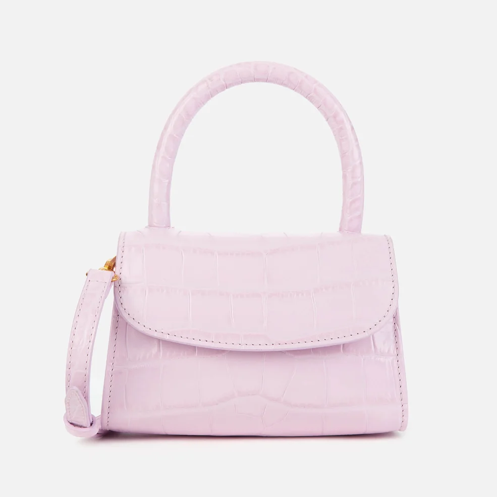 BY FAR Women's Mini Croco Top Handle Bag - Pink Image 1