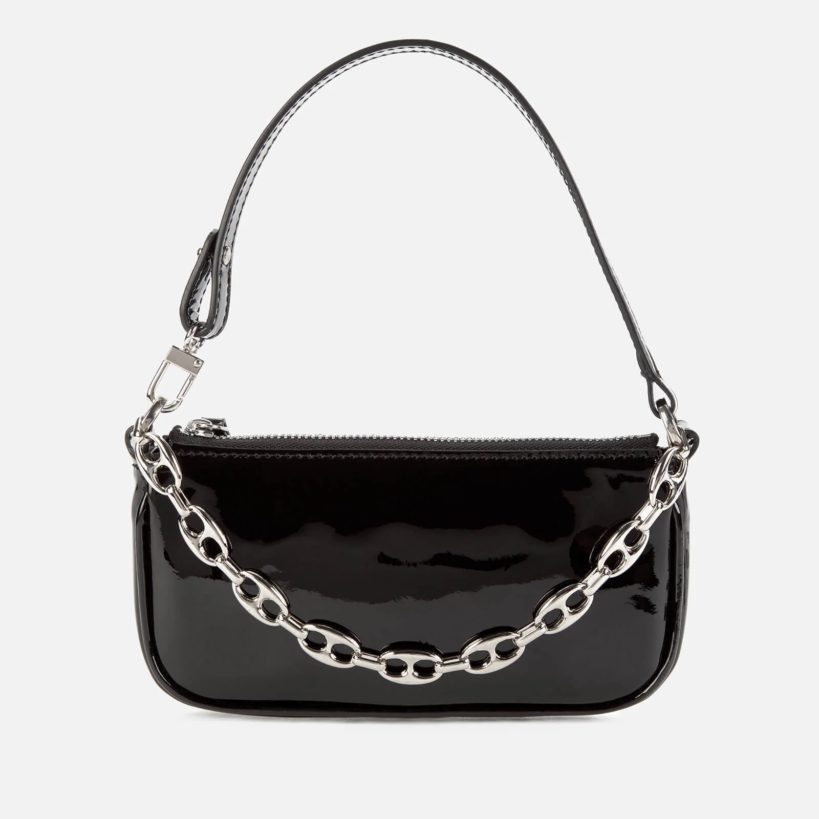 BY FAR Women's Mini Rachel Semi Patent Handbag - Black Image 1