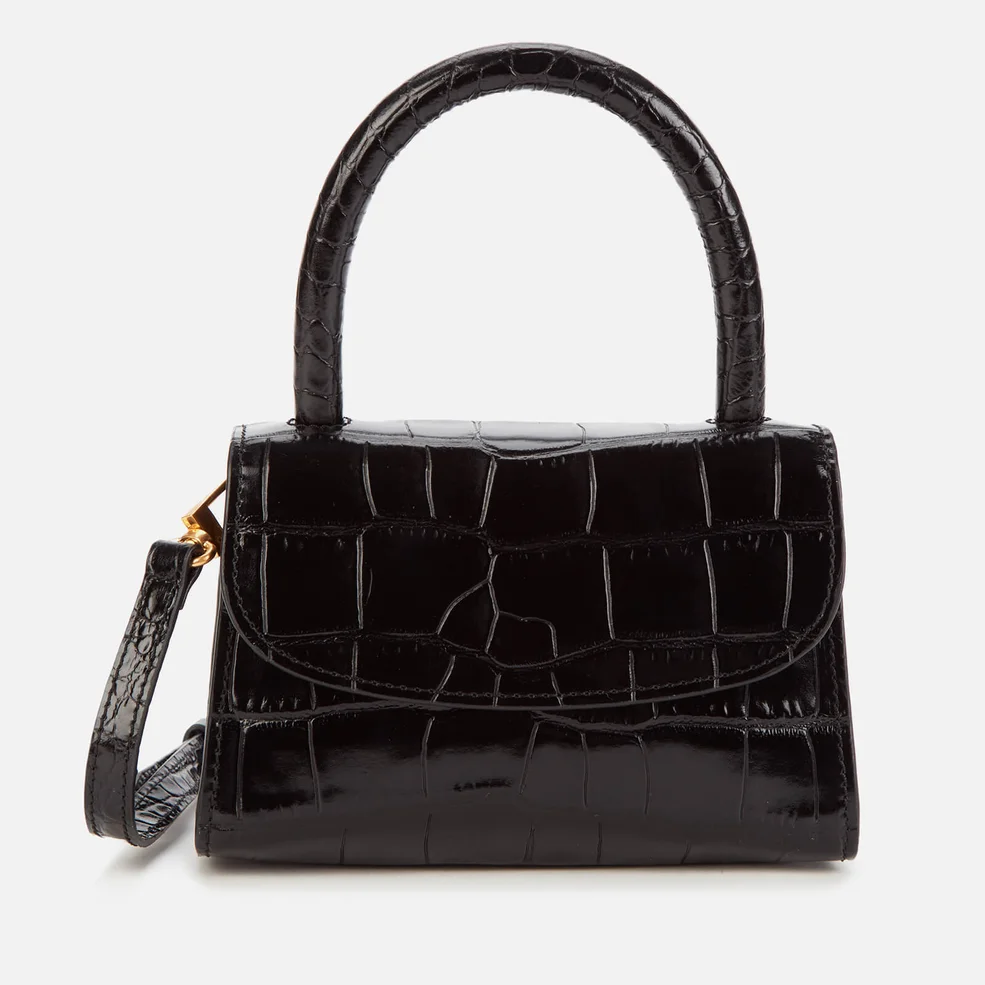 BY FAR Women's Mini Croco Top Handle Bag - Black Image 1
