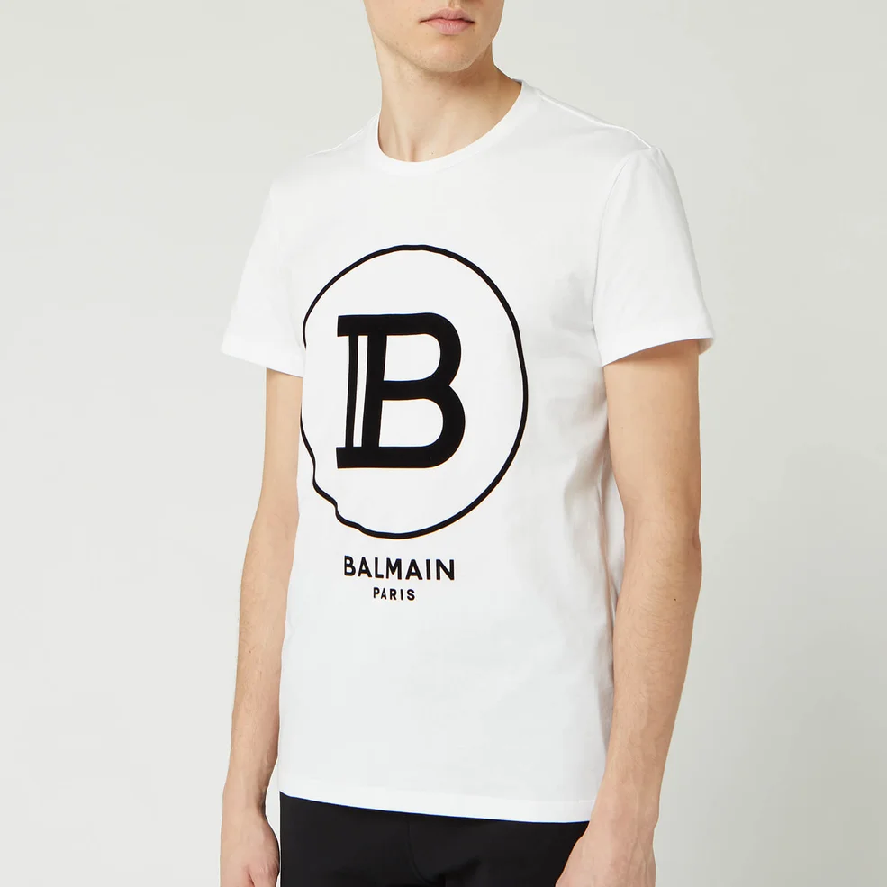 Balmain Men's Large Coin Flock T-Shirt - Blanc Image 1