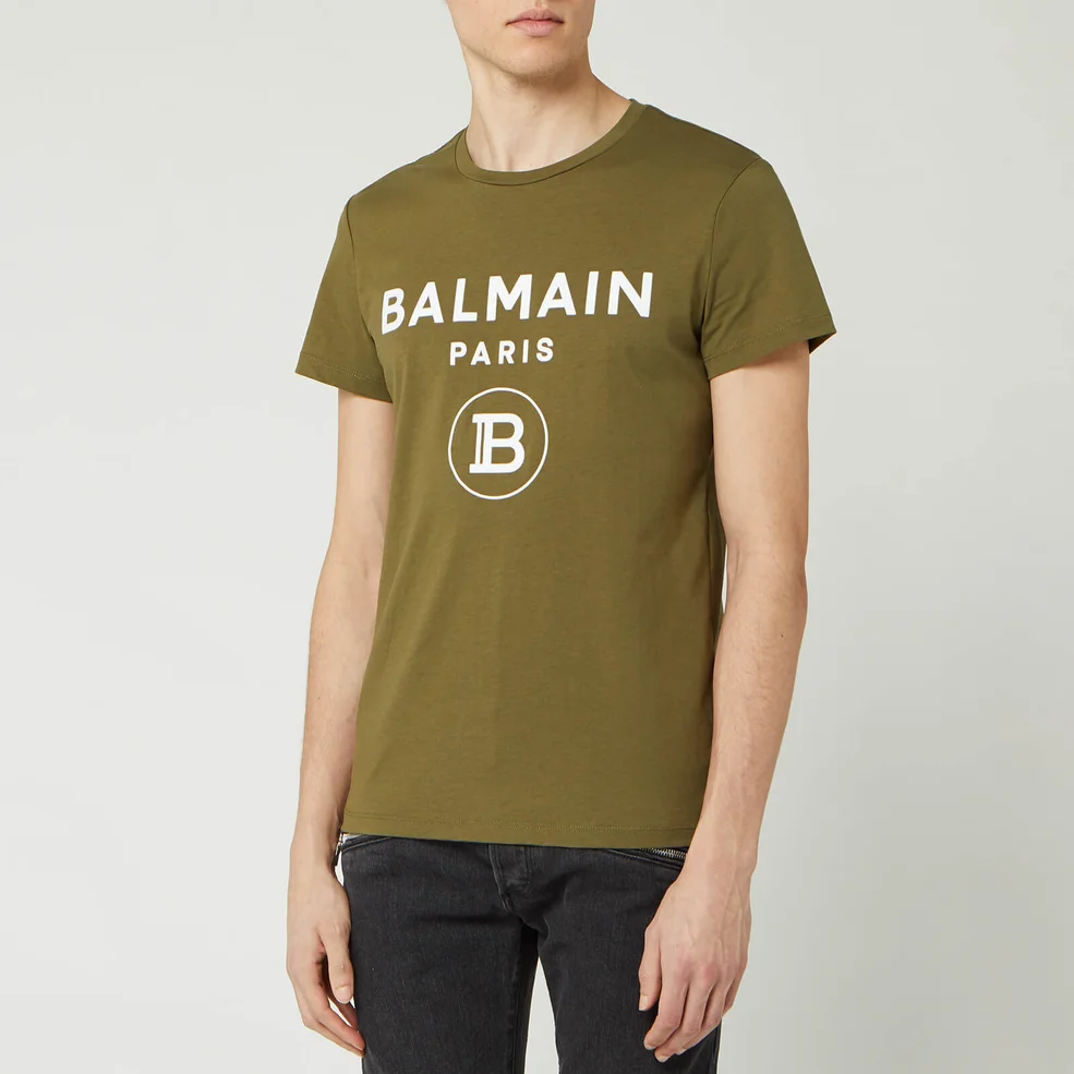 Balmain Men's Small Coin Flock T-Shirt - Khaki Image 1