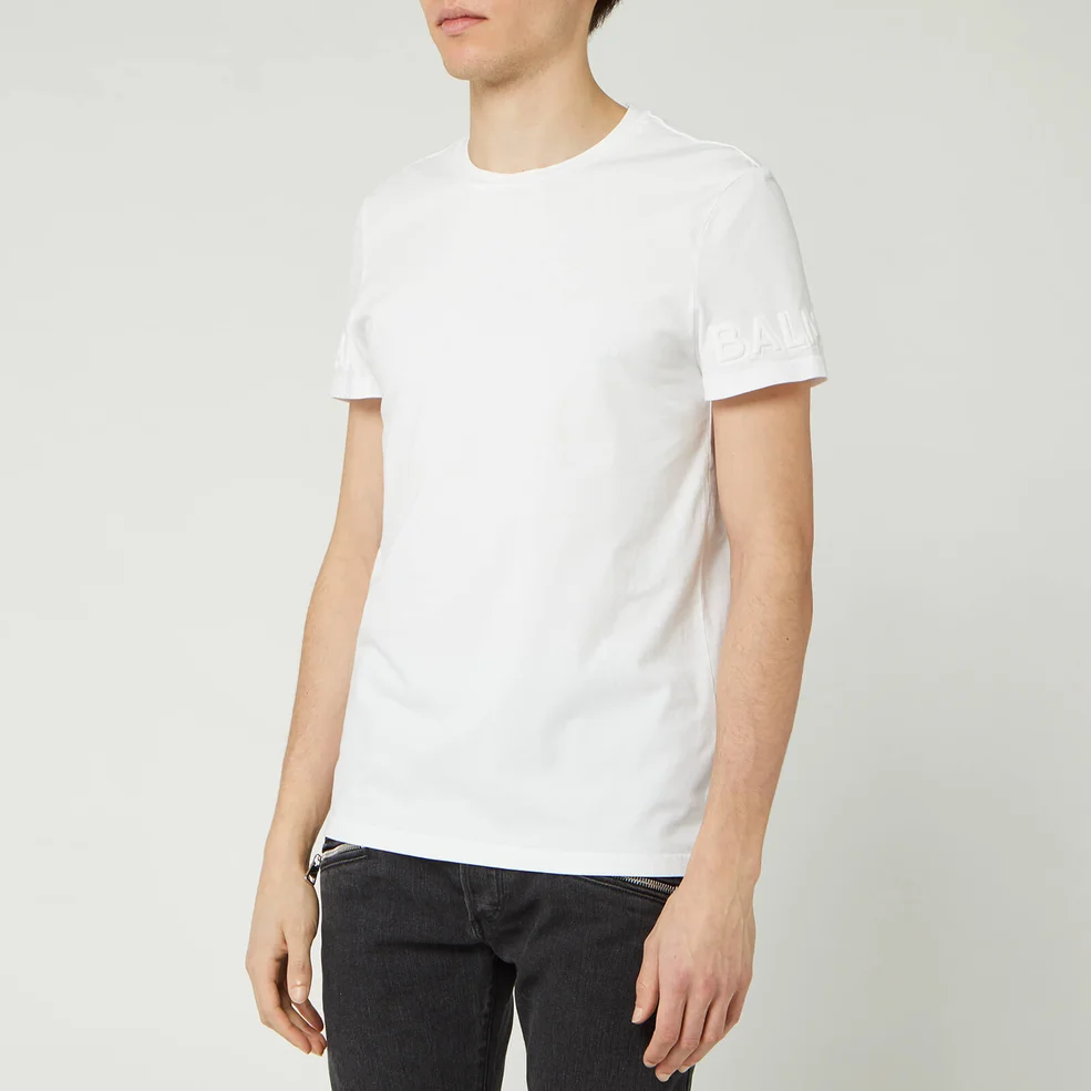 Balmain Men's Embossed Logo T-Shirt - Blanc Image 1