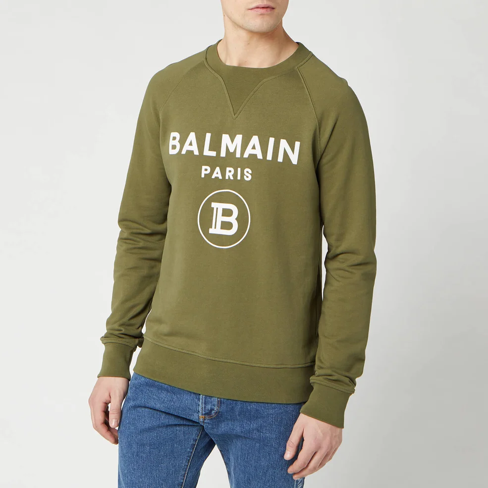 Balmain Men's Small Coin Flock Sweatshirt - Khaki Image 1
