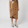 Ganni Women's Patent Button Midi Skirt - Ermine - Image 1