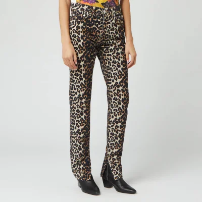Ganni Women's Print Denim Jeans - Leopard