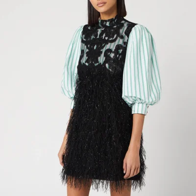 Ganni Women's Feathery Cotton Mix Shirt Mini Dress - Black