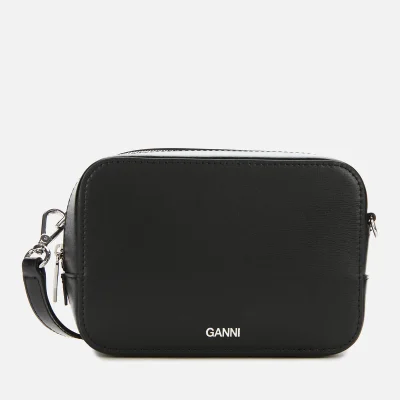 Ganni Women's Textured Leather Camera Bag - Black