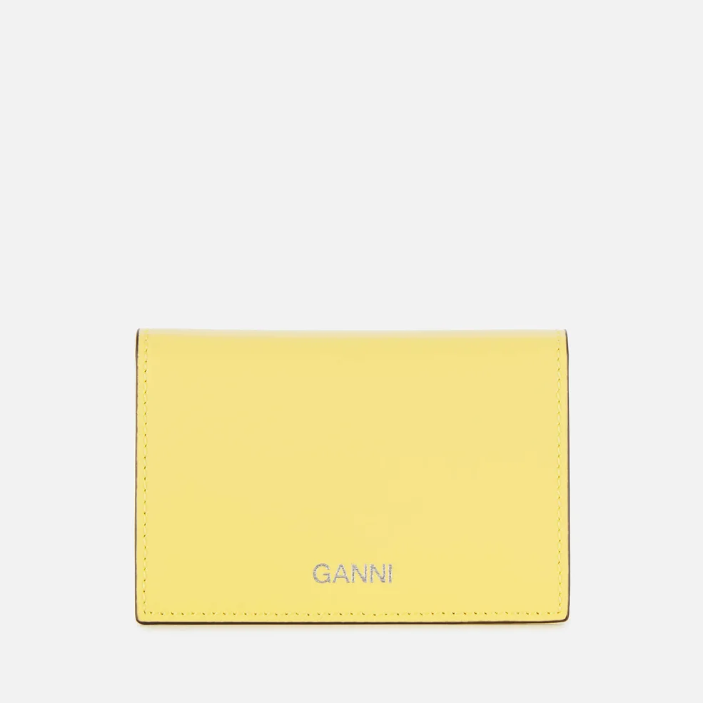 Ganni Women's Textured Leather Wallet - Lemon Image 1