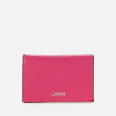 Ganni Women's Textured Leather Wallet - Shocking Pink