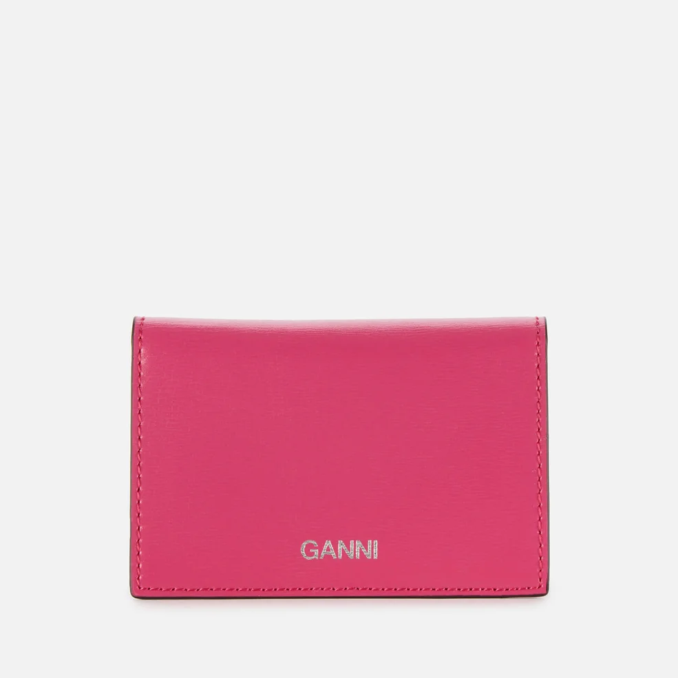 Ganni Women's Textured Leather Wallet - Shocking Pink Image 1
