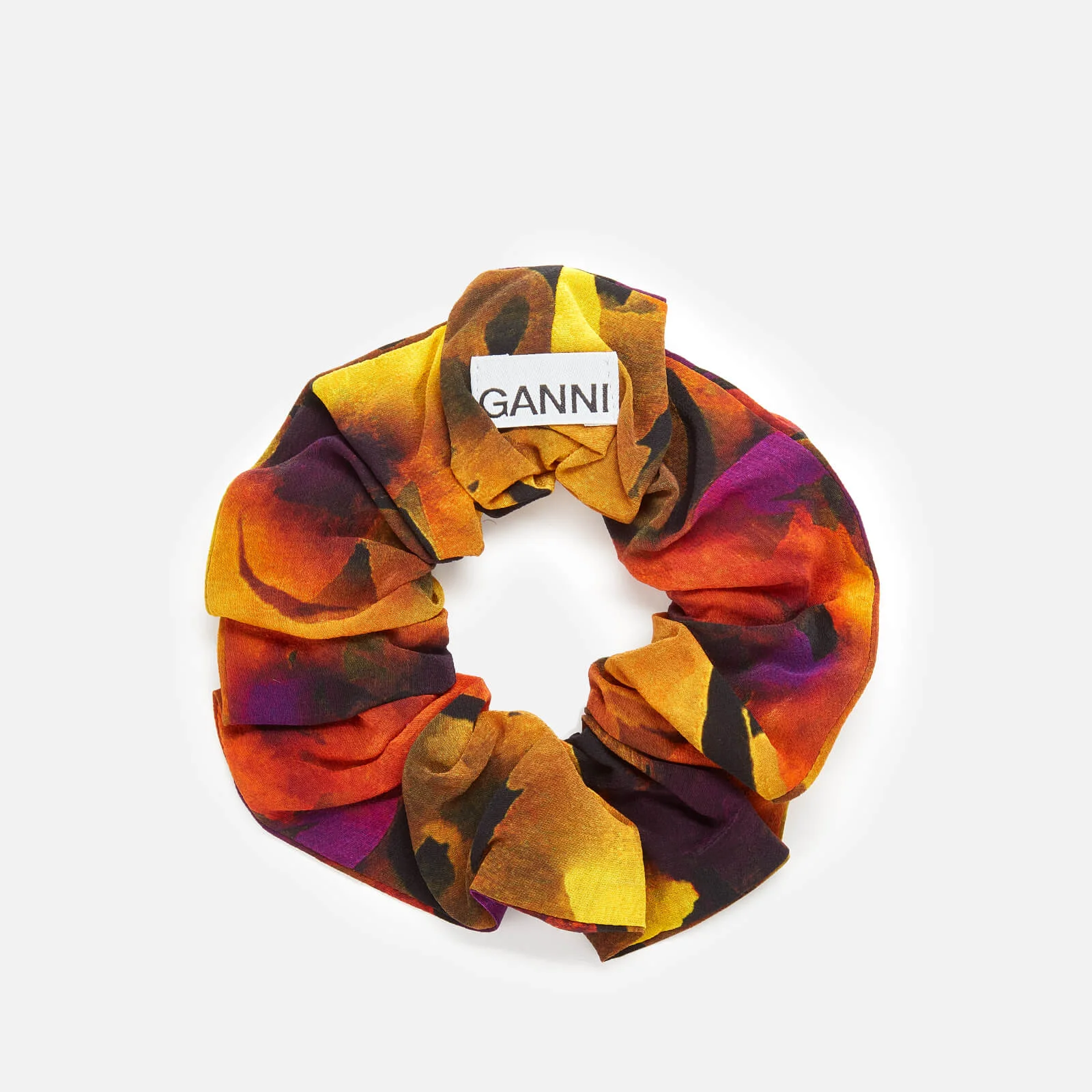 Ganni Women's Silk Mix Scrunchie - Lemon Image 1