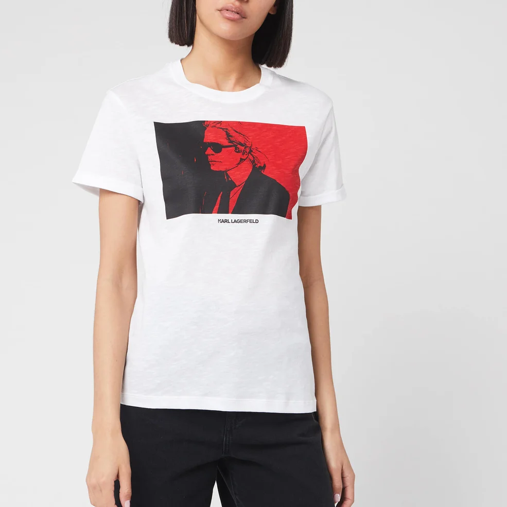 Karl Lagerfeld Women's Legend Colour Block T-Shirt - White Image 1
