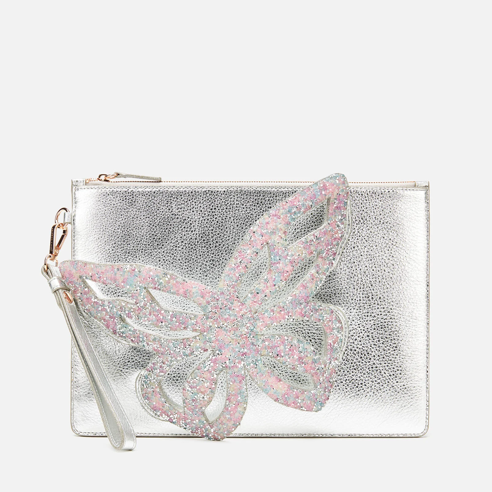 Sophia Webster Women's Flossy Butterfly Embellished Pouchette Bag - Silver Image 1