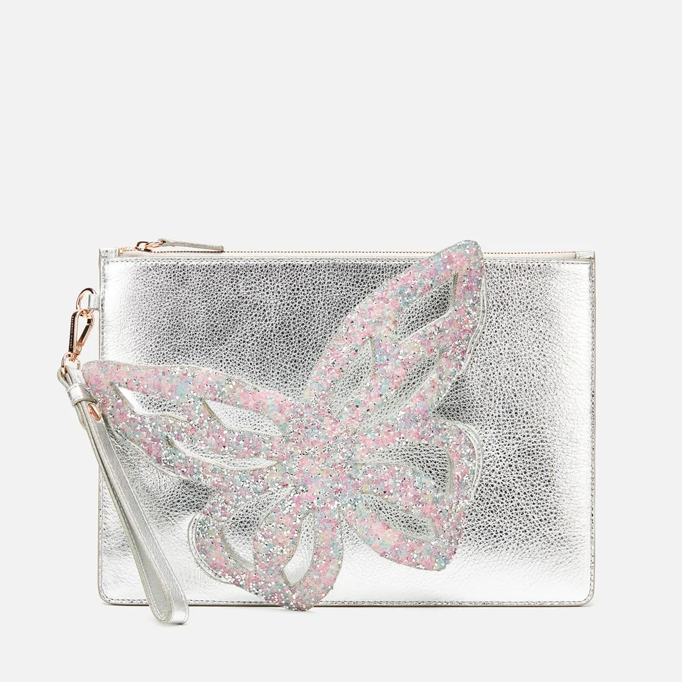 Sophia Webster Women's Flossy Butterfly Embellished Pouchette Bag - Silver Image 1