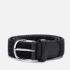 Anderson's Men's Polished Silver Buckle Woven Belt - Navy - Image 1