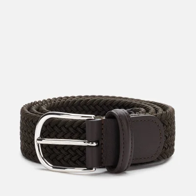 Anderson's Men's Polished Silver Buckle Woven Belt - Green