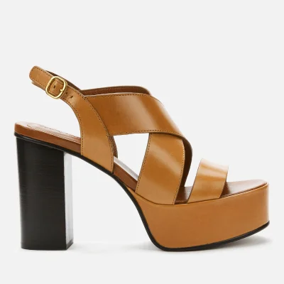 See By Chloé Women's Leather Platform Heeled Sandals - Tan