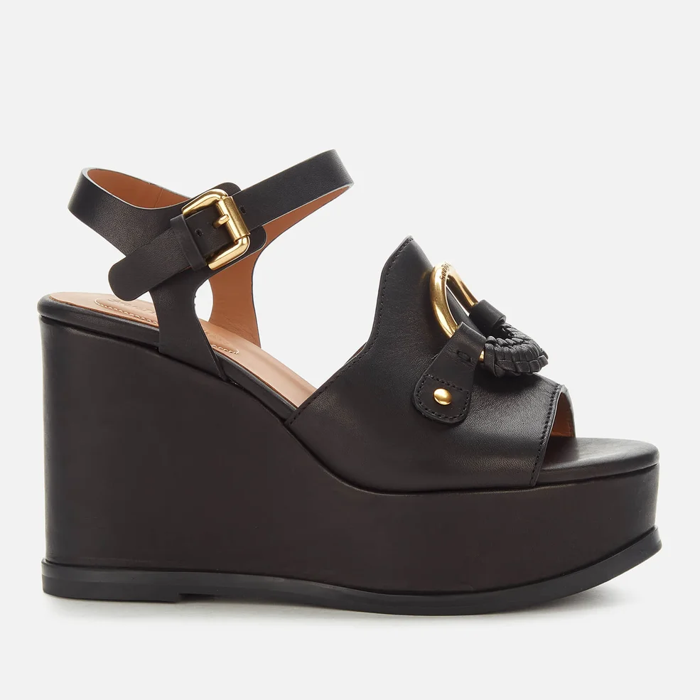 See By Chloé Women's Leather Wedged Sandals - Black Image 1