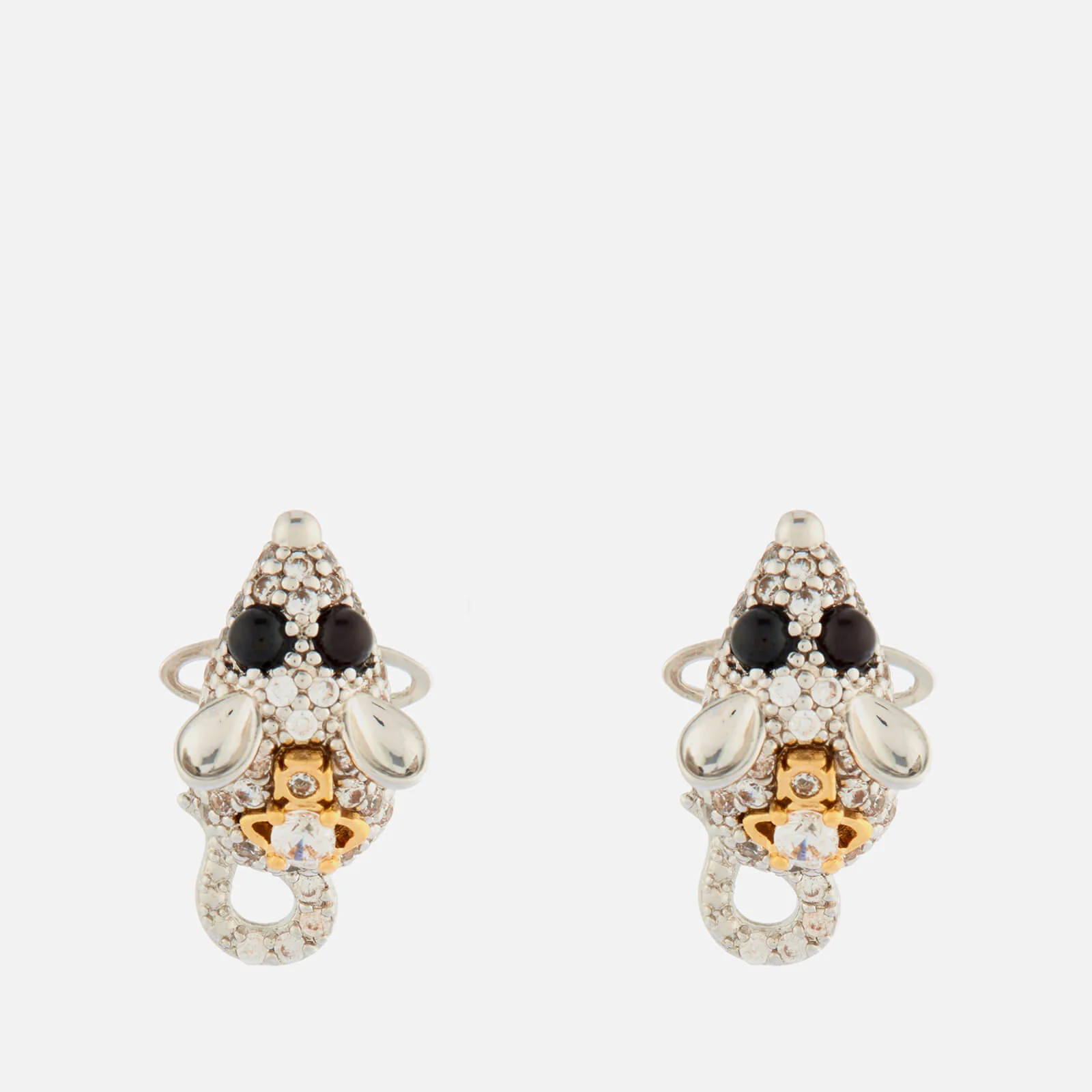 Vivienne Westwood Women's Rat Earrings - Rhodium/Gold White/Black Image 1
