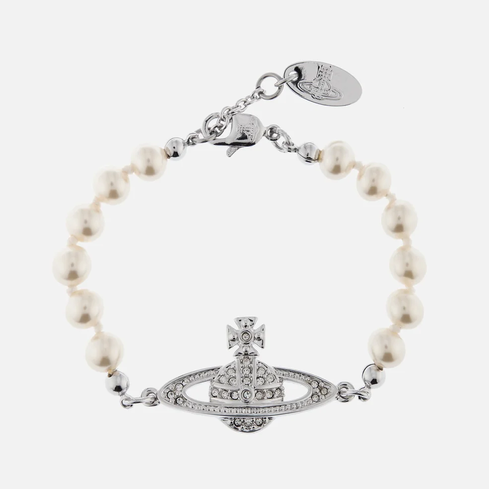 Vivienne Westwood Women's Mini Bas Relief Bracelet - Rhodium/Crystal Pearl Image 1