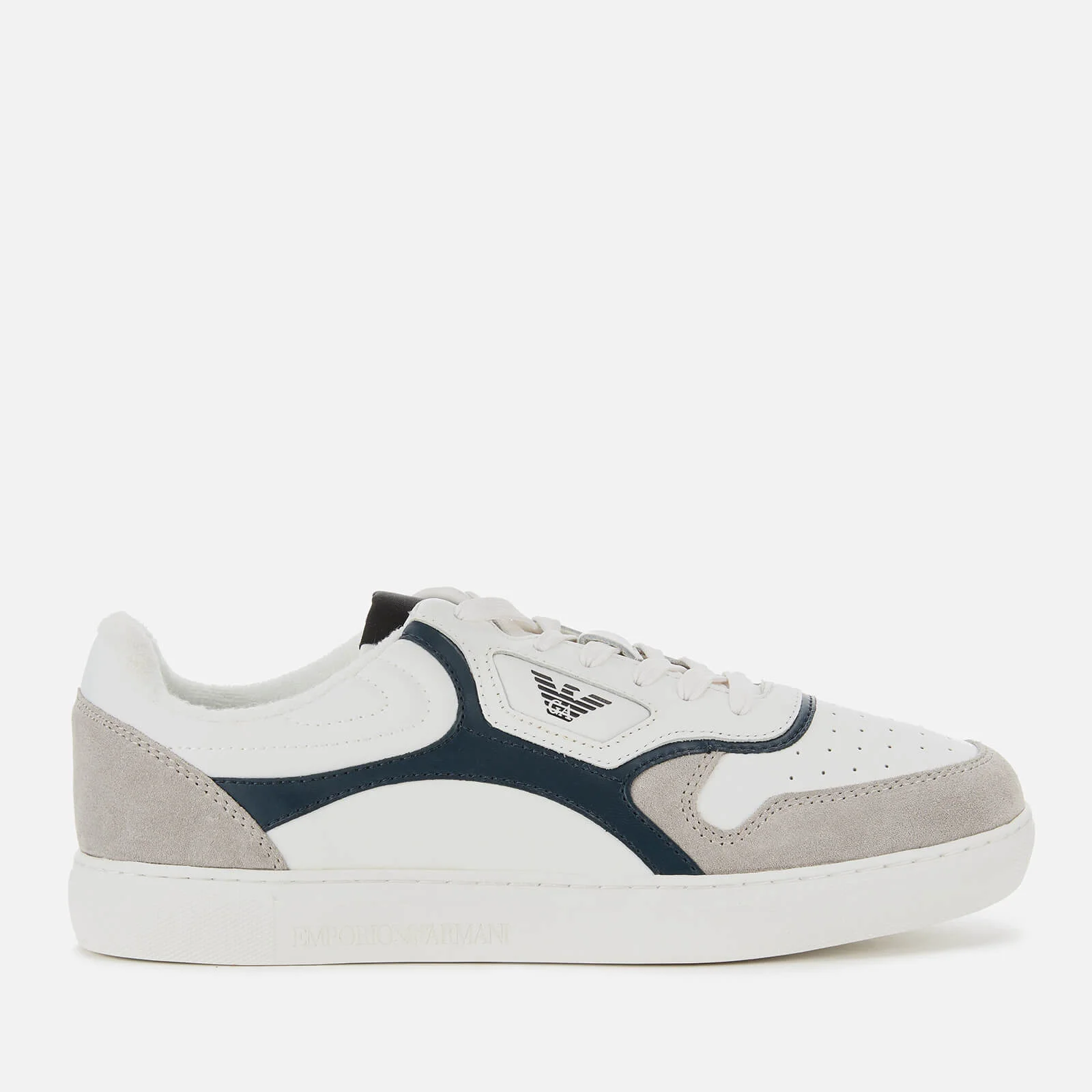 Emporio Armani Men's Suede/Mesh Running Style Trainers - Plaster/White/Midnight Image 1