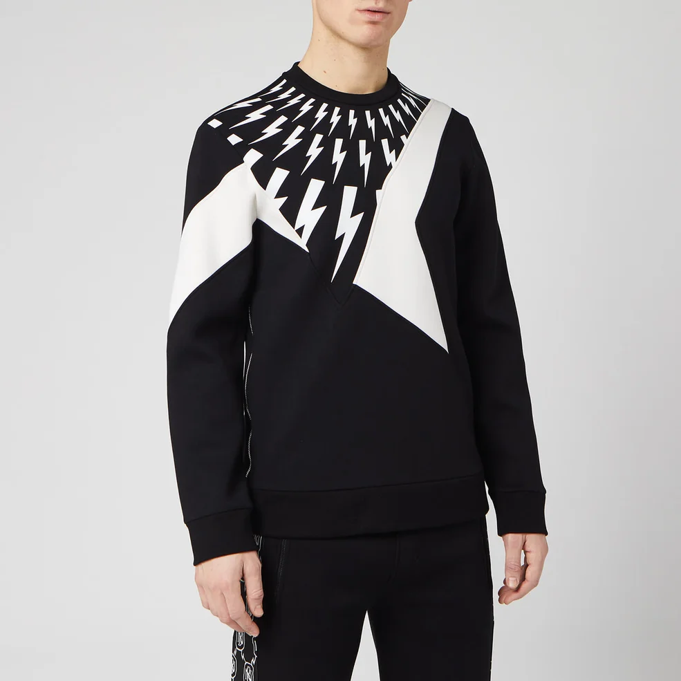 Neil Barrett Men's Cut and Sew Sweatshirt - Black/White Image 1