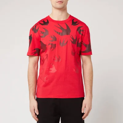 McQ Alexander McQueen Men's Dropped Shoulder Fading Swallow Swarm T-Shirt - Rouge