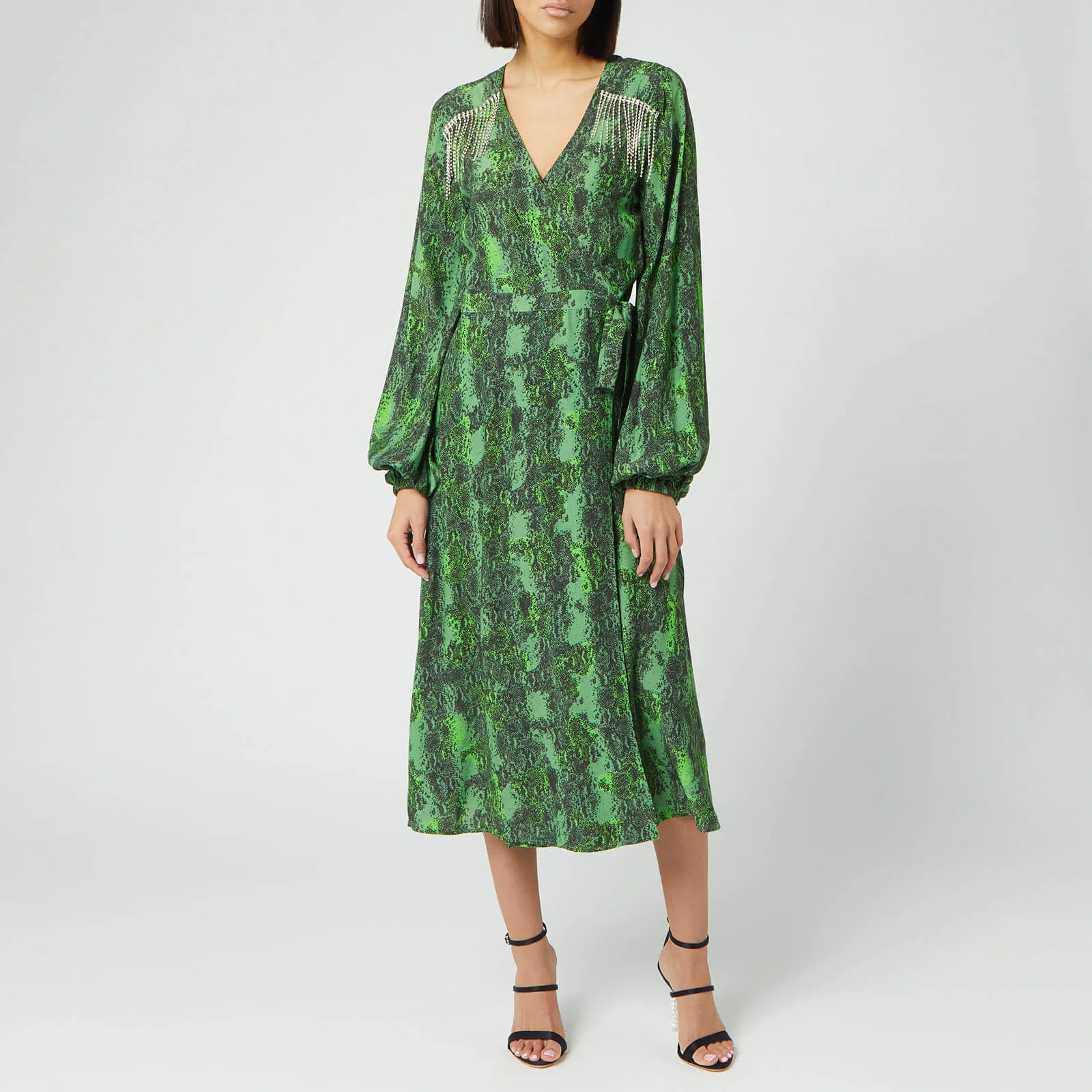 ROTATE Birger Christensen Women's Kira Midi Dress - Stone Green Image 1