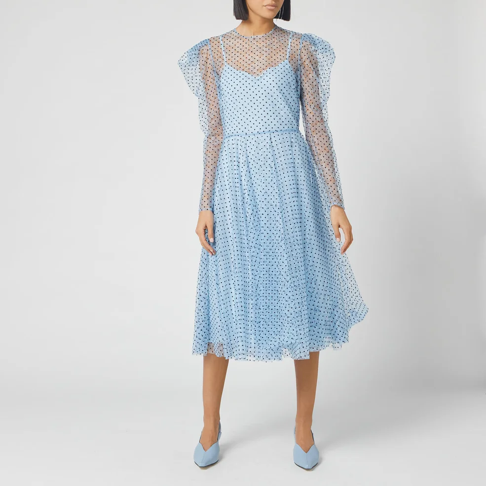 Philosophy di Lorenzo Serafini Women's Polka Dot Sheer Midi Dress - Blue Image 1
