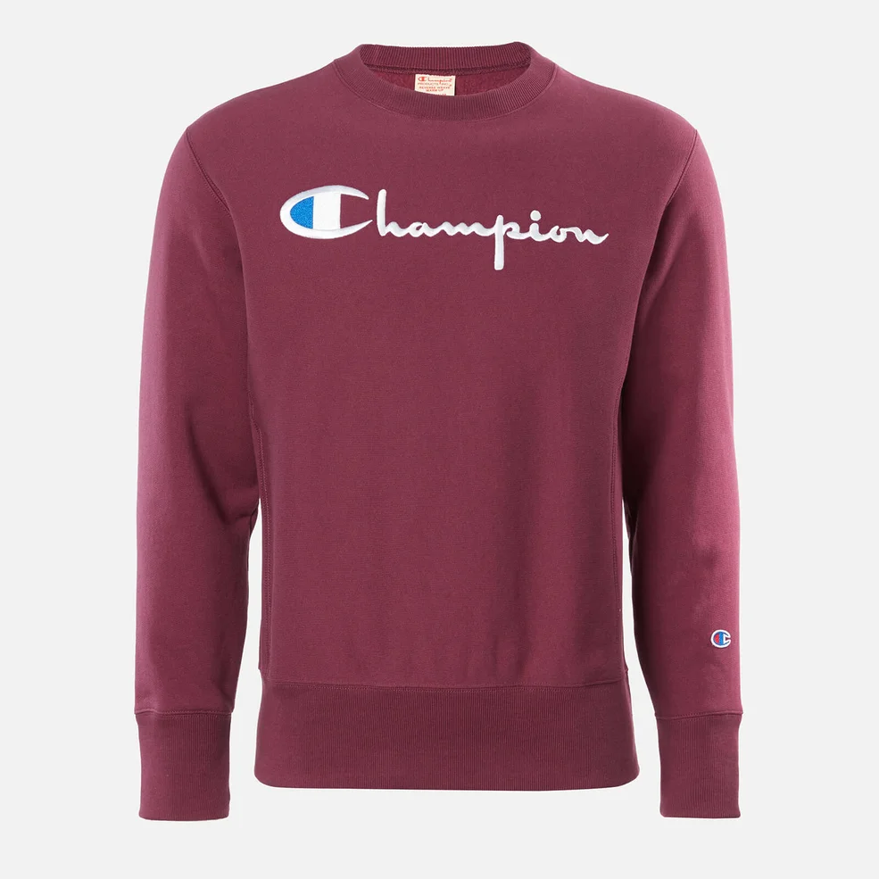 Champion Men's Big Script Crew Neck Sweatshirt - Burgundy Image 1