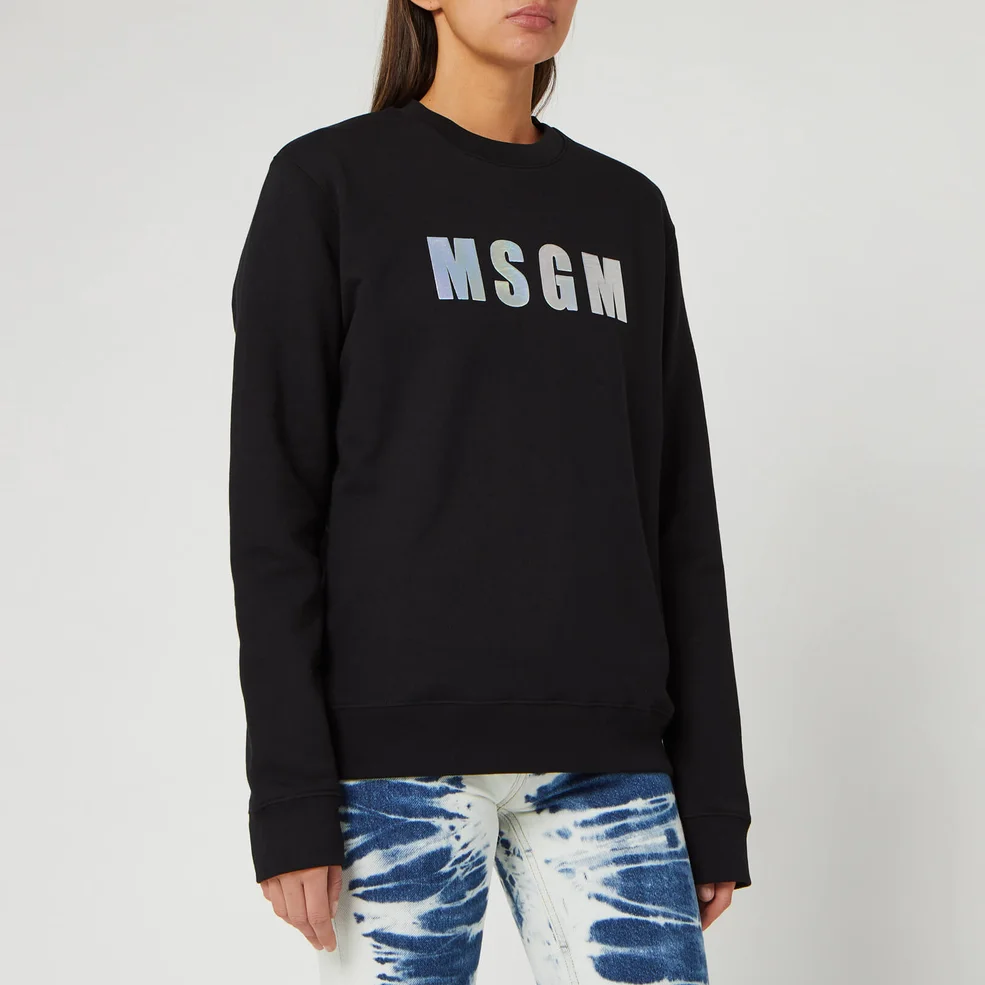 MSGM Women's Iridescent Logo Sweatshirt - Black Image 1