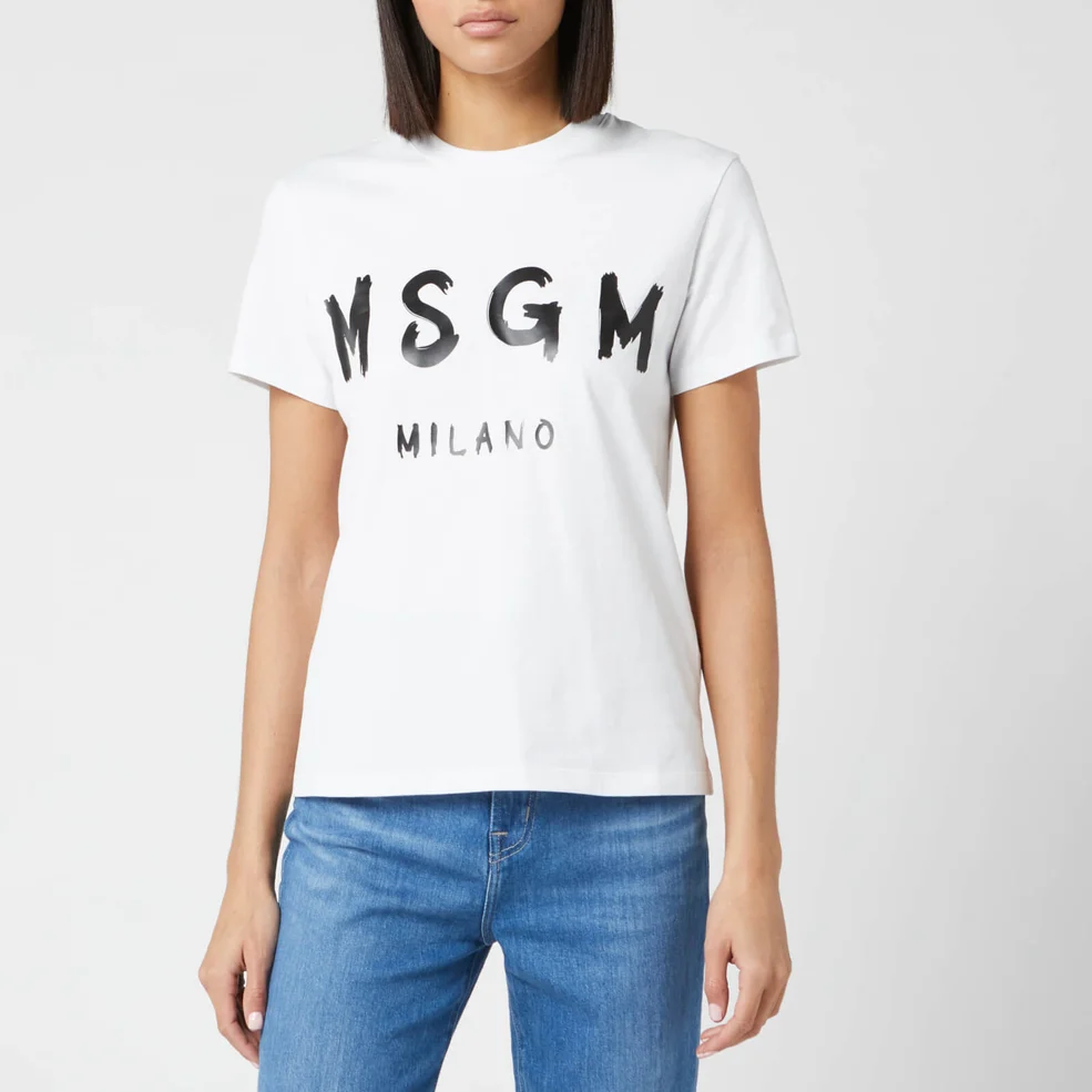 MSGM Women's Graffiti Logo T-Shirt - Optical White Image 1
