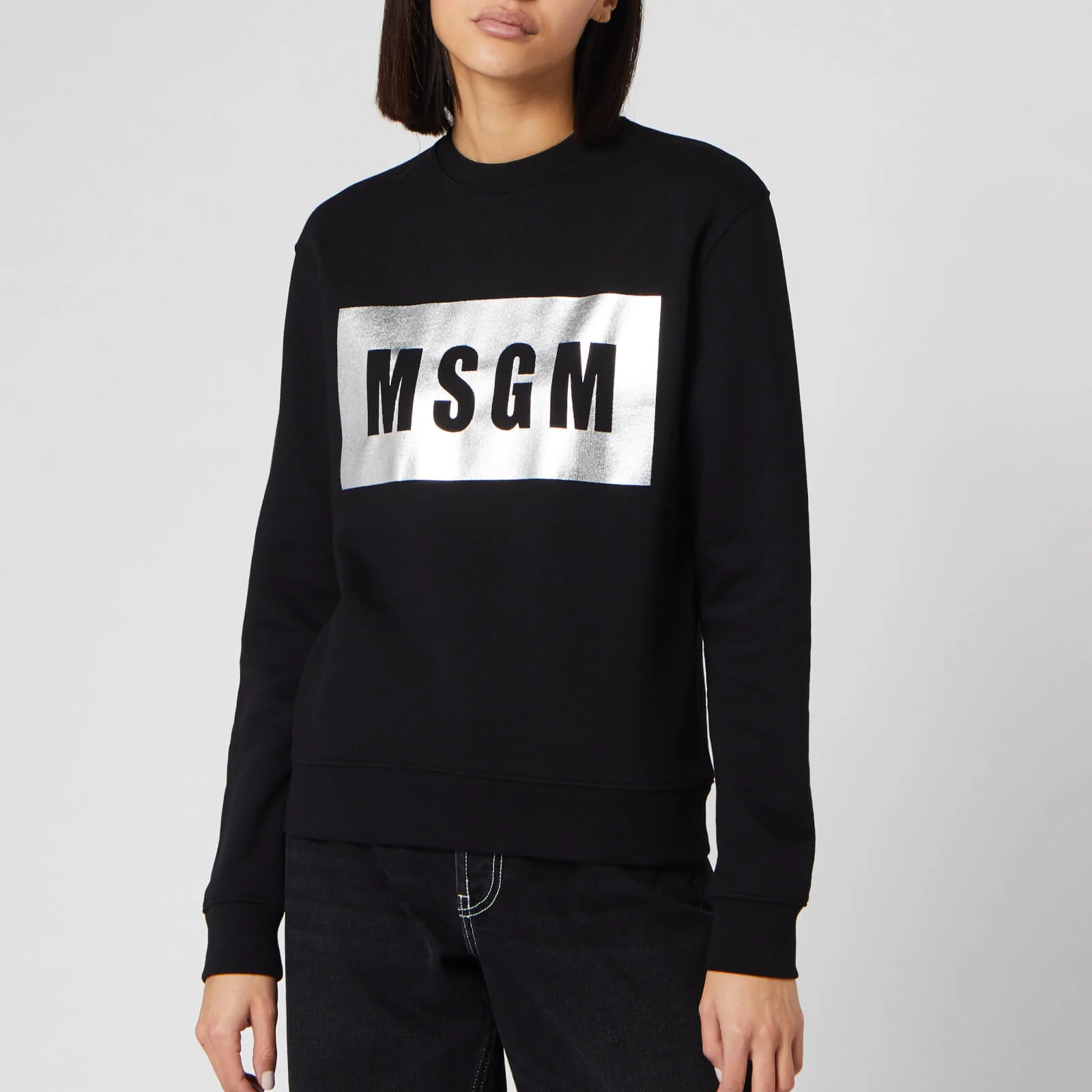 MSGM Women's Foil Logo Sweatshirt - Black Image 1