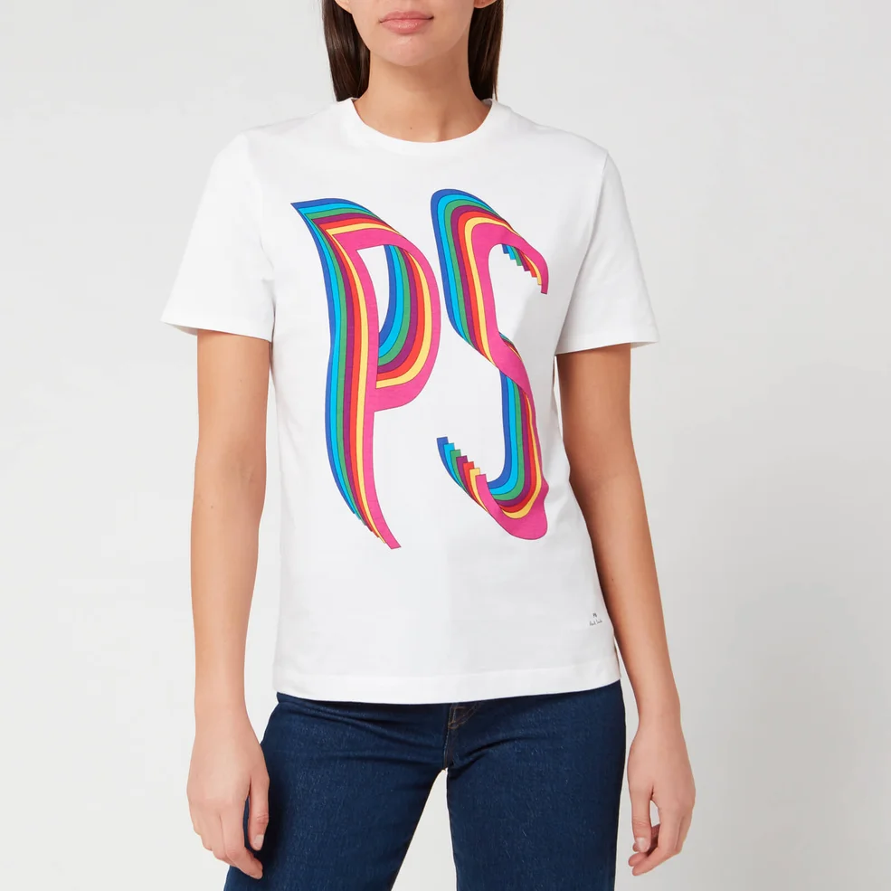 PS Paul Smith Women's Rainbow PS T-Shirt - White Image 1