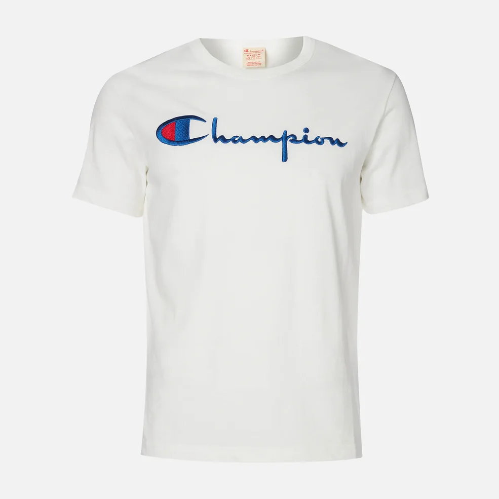 Champion Men's Large Logo Crewneck T-Shirt - White Image 1
